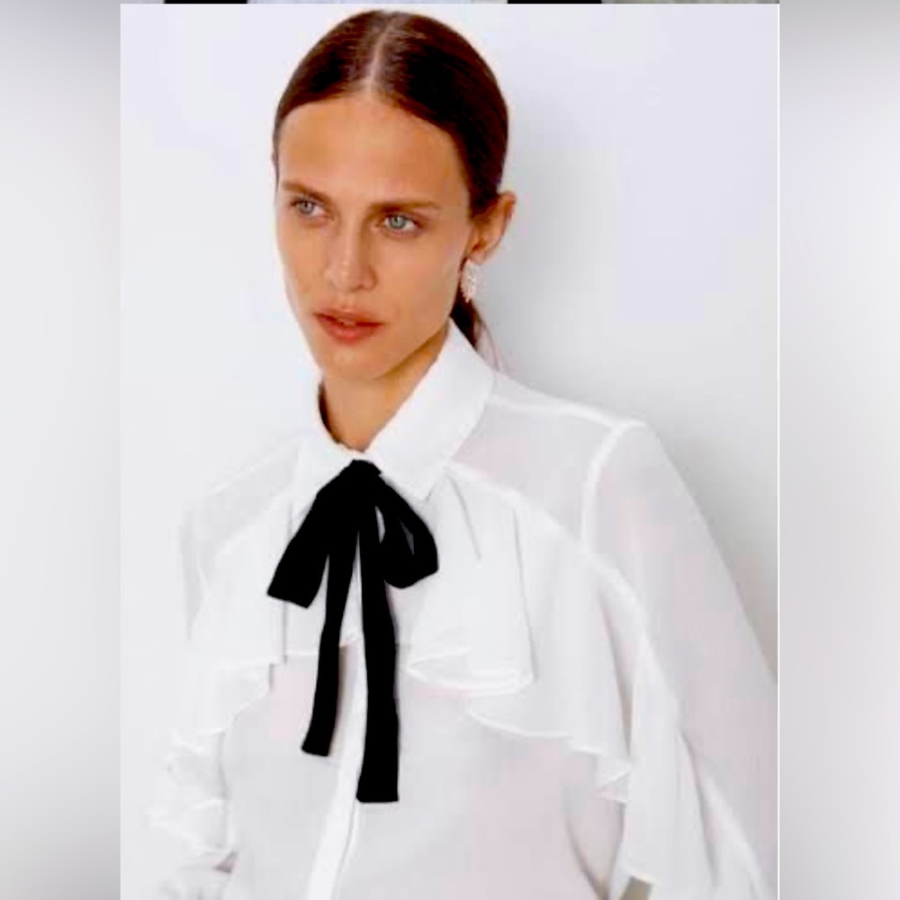 Zara tie neck blouse